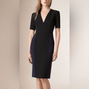 Burberry LONDON women navy blue black sheath pencil dress NWT